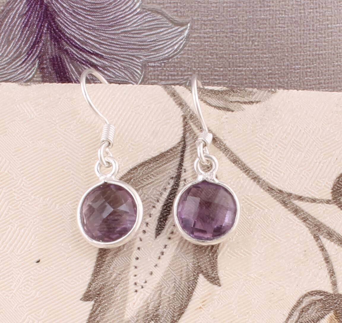 Natural Amazing Amethyst AAA+Quality Gemstone Earring Cut Stone Boho Earring 925-Antique Silver Earring,Wedding Earring Gift For Her
