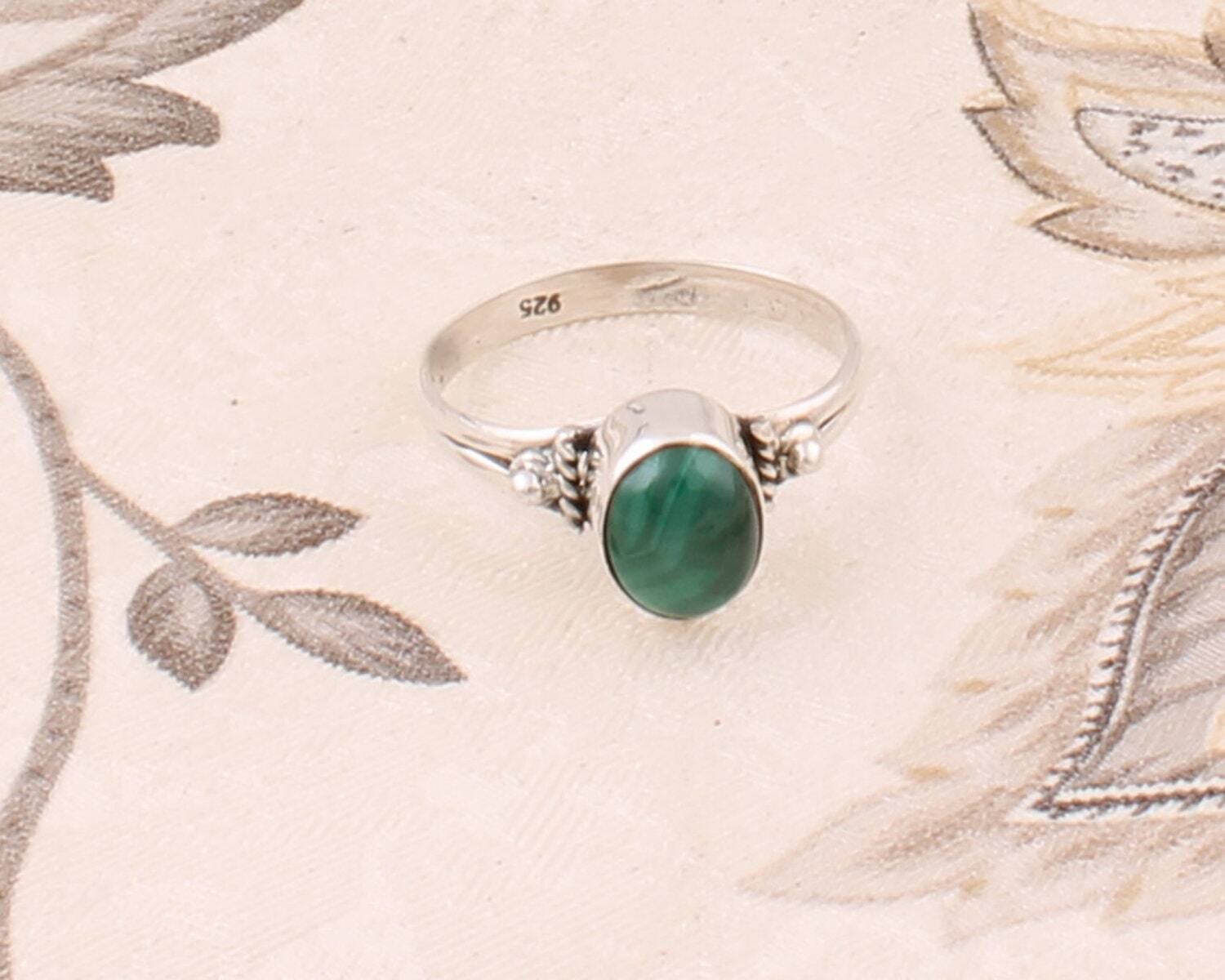Silver Malachite Gemstone 925 Ring Etsy 2022Birthstone