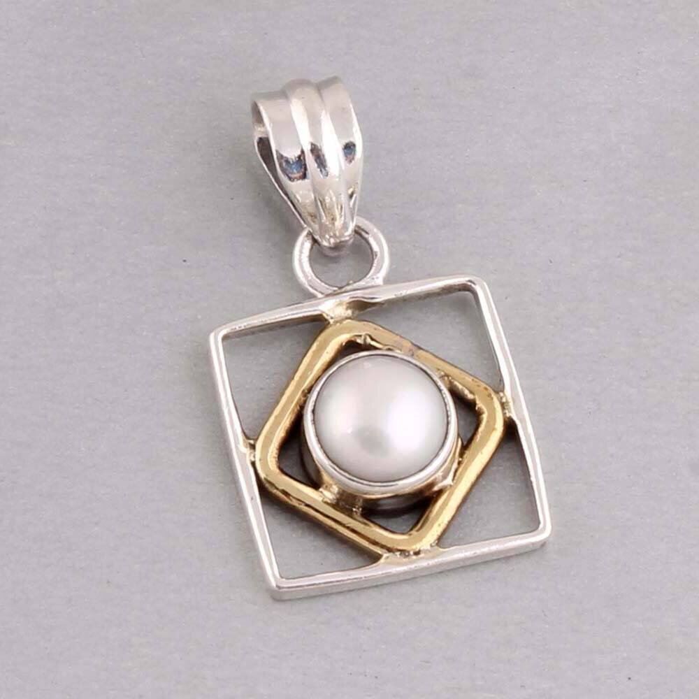 Beautiful 925 Silver Handmade Pearl Gemstone Pendant- 925 Sterling Silver Gemstone Silver Color Handcraft Antique Silver ETSYBirthstone