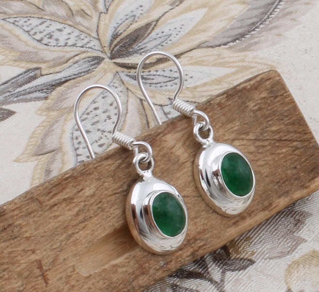 Top Quality Green Jade Gemstone Earring With Handcrafted Charm Boho Earring 925-Sterling Solid Silver Earring Gift For You Ecwid Cyber-2020
