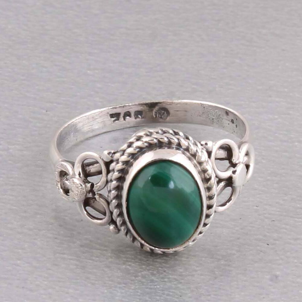 Malachite Ring, Malachite Silver Ring,solid silver ring, Malachite Stone Ring, 92.5 Sterling Silver, Malachite Silver Ring Antique Silver