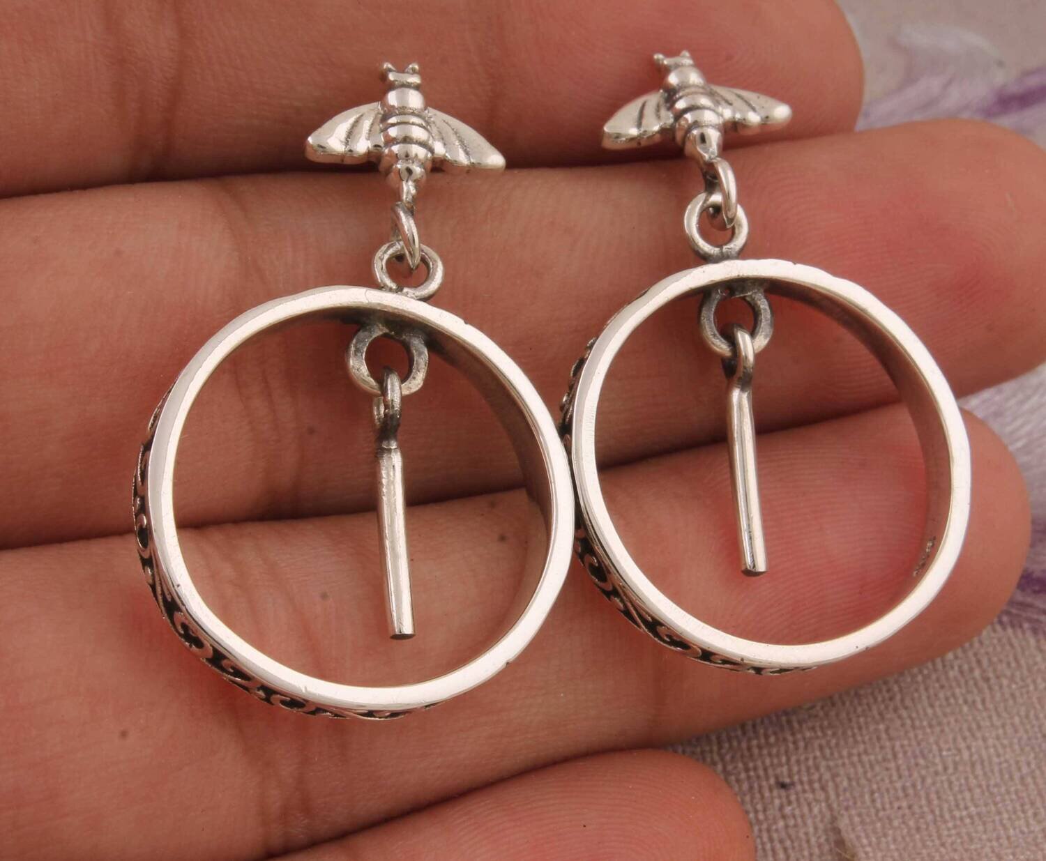 Round Earring,925-Sterling Silver Earring,Wedding Gift Earring, Big Size Earring,Antique Silver Earring Hot Earring One-Of-Kind Earring