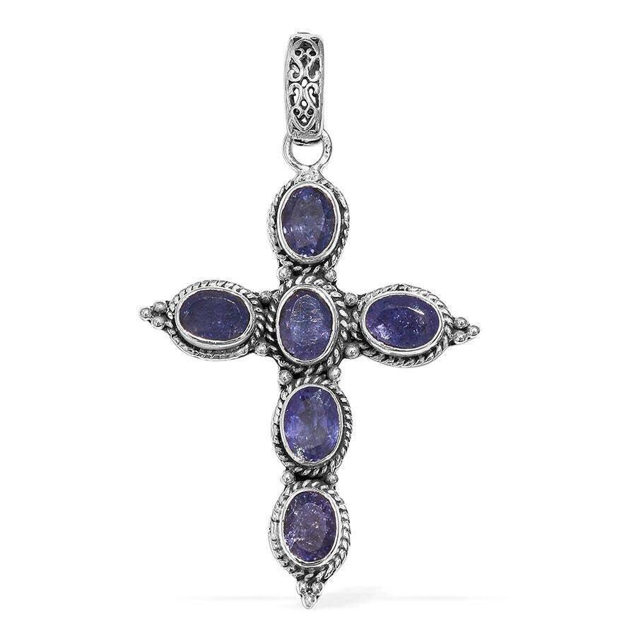 Cross Pendant With Iolite Gemstone Handcrafted Pendant Cut,Faceted Stone Boho Pendant 925-Adjustable Solid Silver Pendant Etsy Cyber-2021