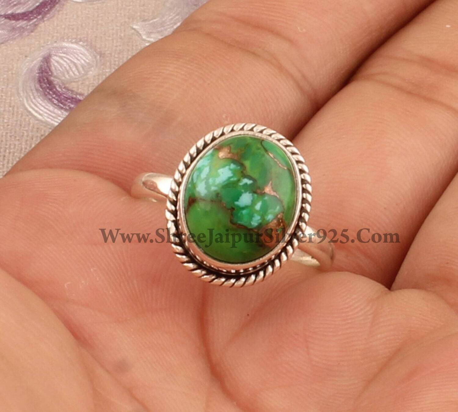Amazing Composite Turquoise Gemstone Ring Oval Cabochon Stone Boho Ring 925-Antique Silver Ring, Ring Finger Ring Etsy Cyber-2021Birthstone