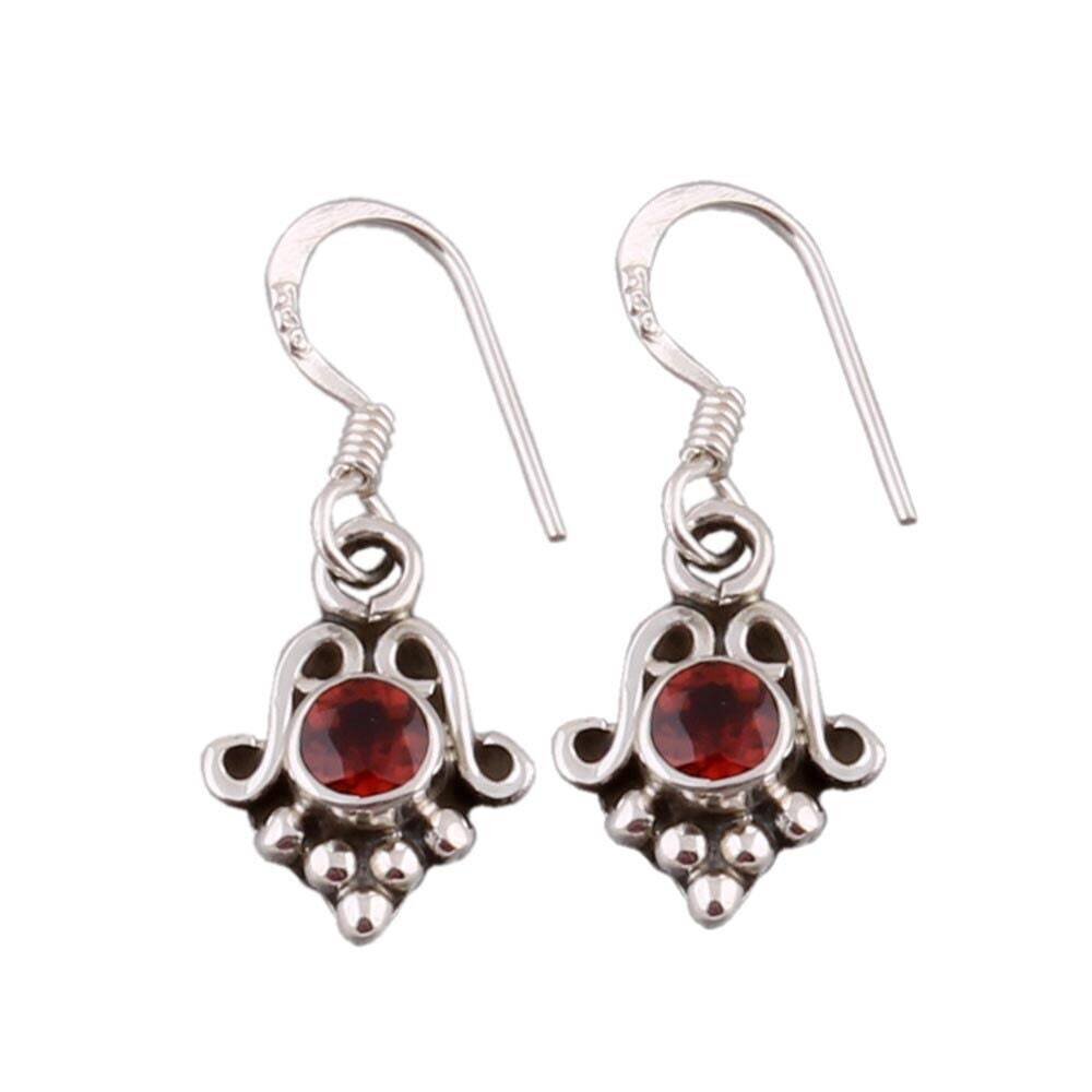 sterling silver Earring with red garnet gemstone Antique Silver ETSYCYBER2018Cyber2021Bestseller2021EtsyBirthstone