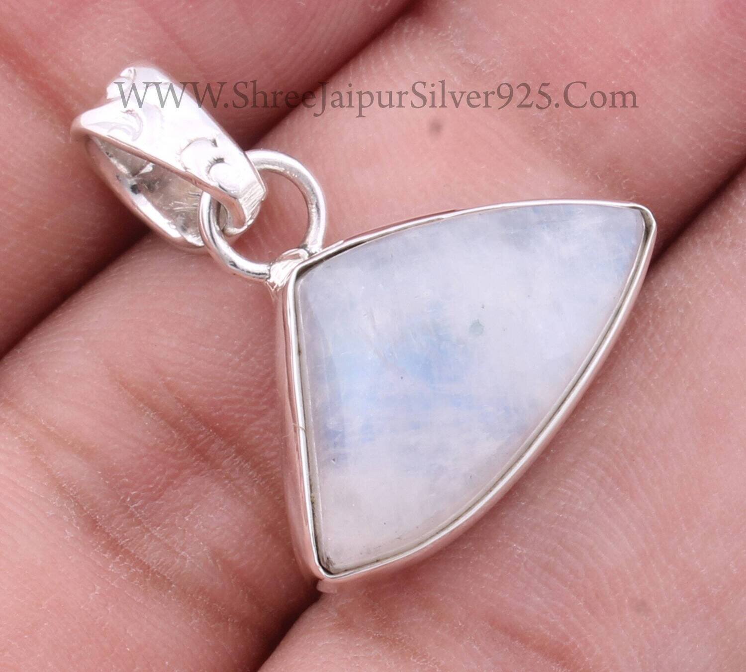 Natural Rainbow Moonstone Solid 925 Sterling Silver Necklace Pendant For Women Handmade Moon Fancy Pendant Gifts For Her Wedding Anniversary