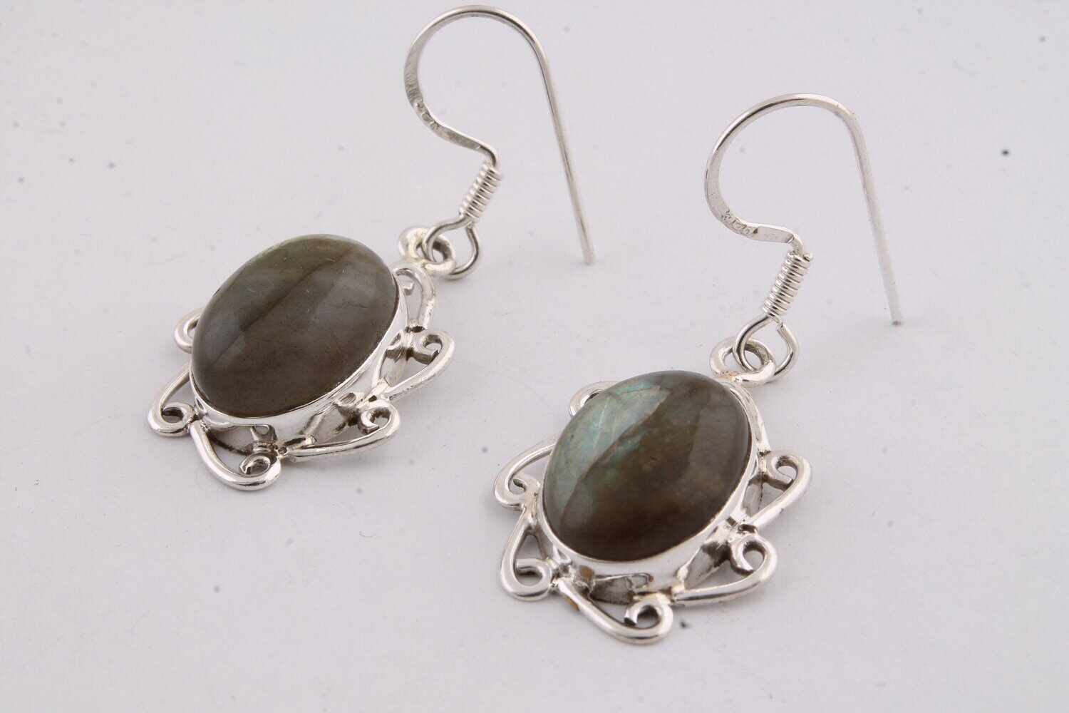 Simple Earring Silver Solid Earring Natural Labradorite Gemstone Earring Malti  Fire Stone AND Silver Color Earring &amp; Handmade Earring