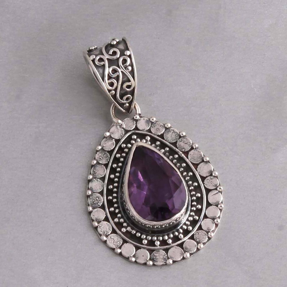 Top Quality Amethyst Gemstone Designer Pendant Cut - Stone Boho Pendant 925-Adjustable Silver Pendant Christmas Gift ! Etsy Cyber-2021