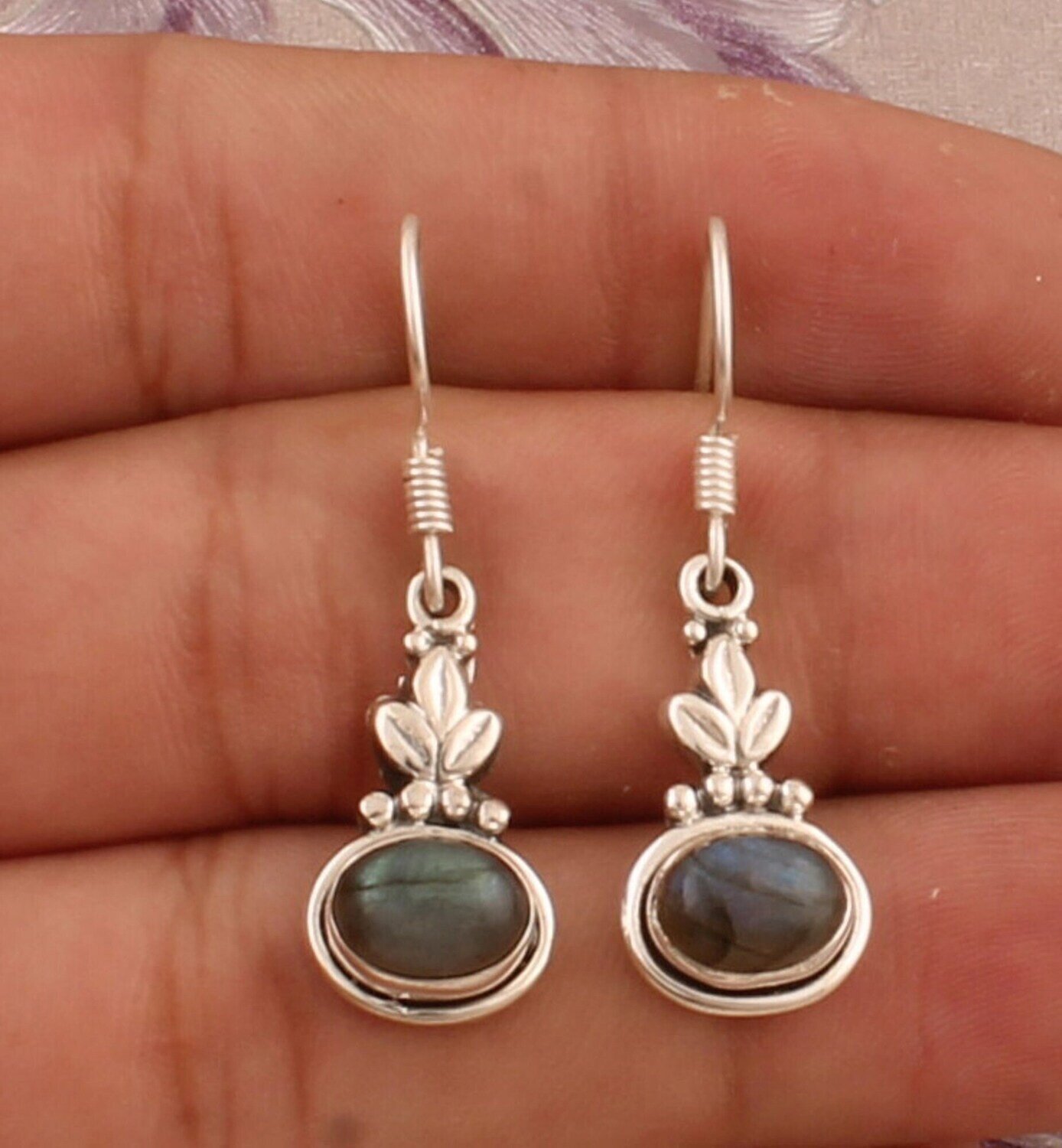 Labradorite Oval Gemstone 925 Sterling Silver Earrings For Wedding, Handmade Designer Labradorite Earrings For Women, Earrings For Gift Idea