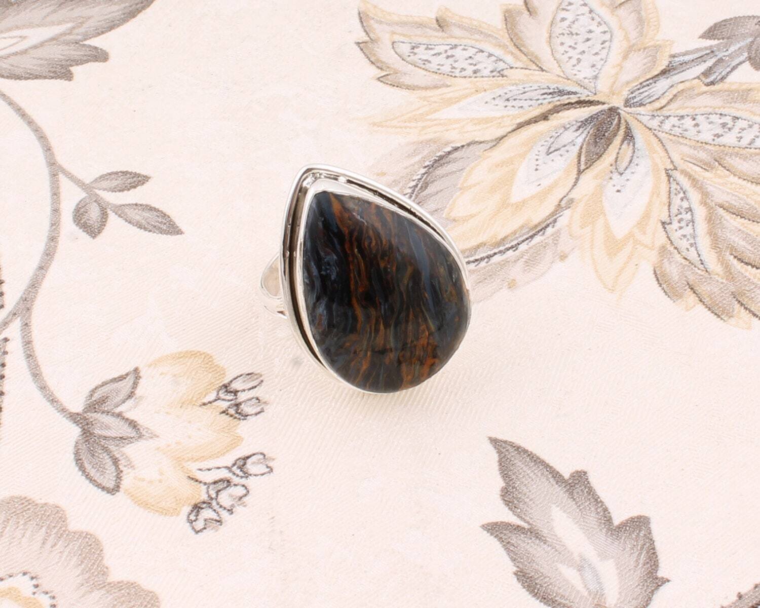 Gift For You ! Solid 925-Sterling Silver Ring  With Natural Pitersite Top Quality Gemstone Ring  Charm With Boho Ring  Index Finger Ring