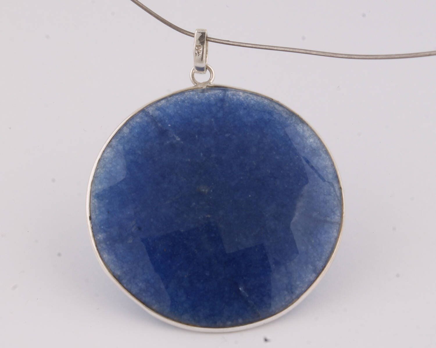 Solid 925 Sterling Silver Natural Lapis Lazuli Gemstone Necklace Designer PendentBirthstone
