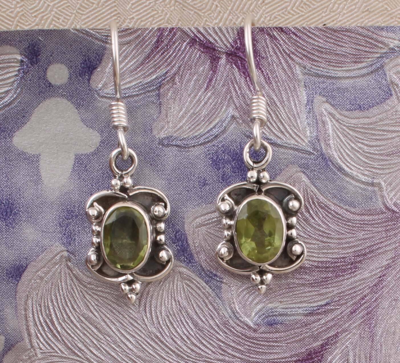 Natural Peridot AAA+Quality Gemstone Earring 925-Sterling Solid Silver Earring,Anniversary Gift Earring,Leaf Earring Boho EarringCyber2021