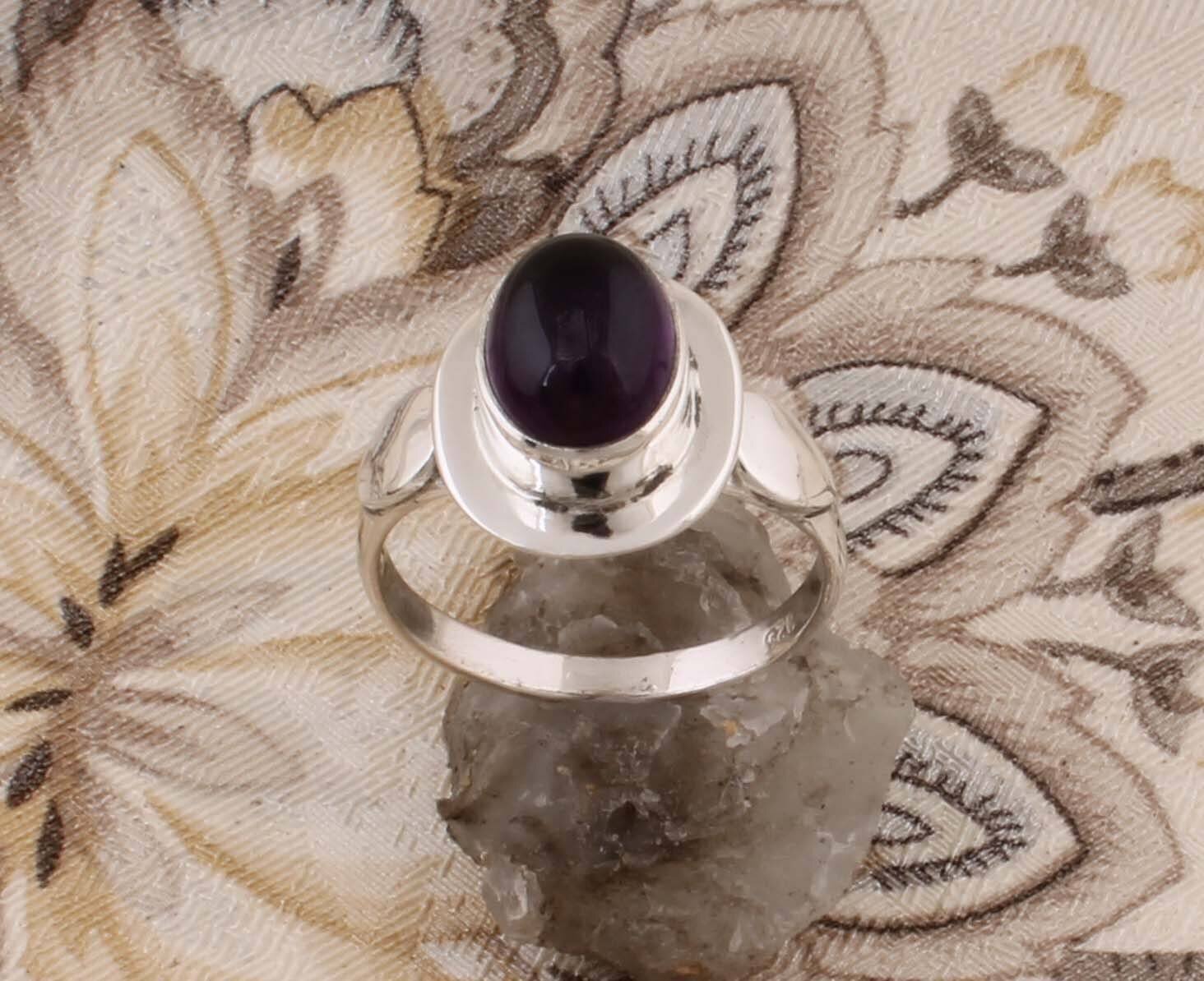 Natural Amethyst Top Quality Gemstone Ring,Beautiful Ring,Boho Ring,925-Sterling Silver Ring,Index Finger Ring,Antique Silver RingCyber2021