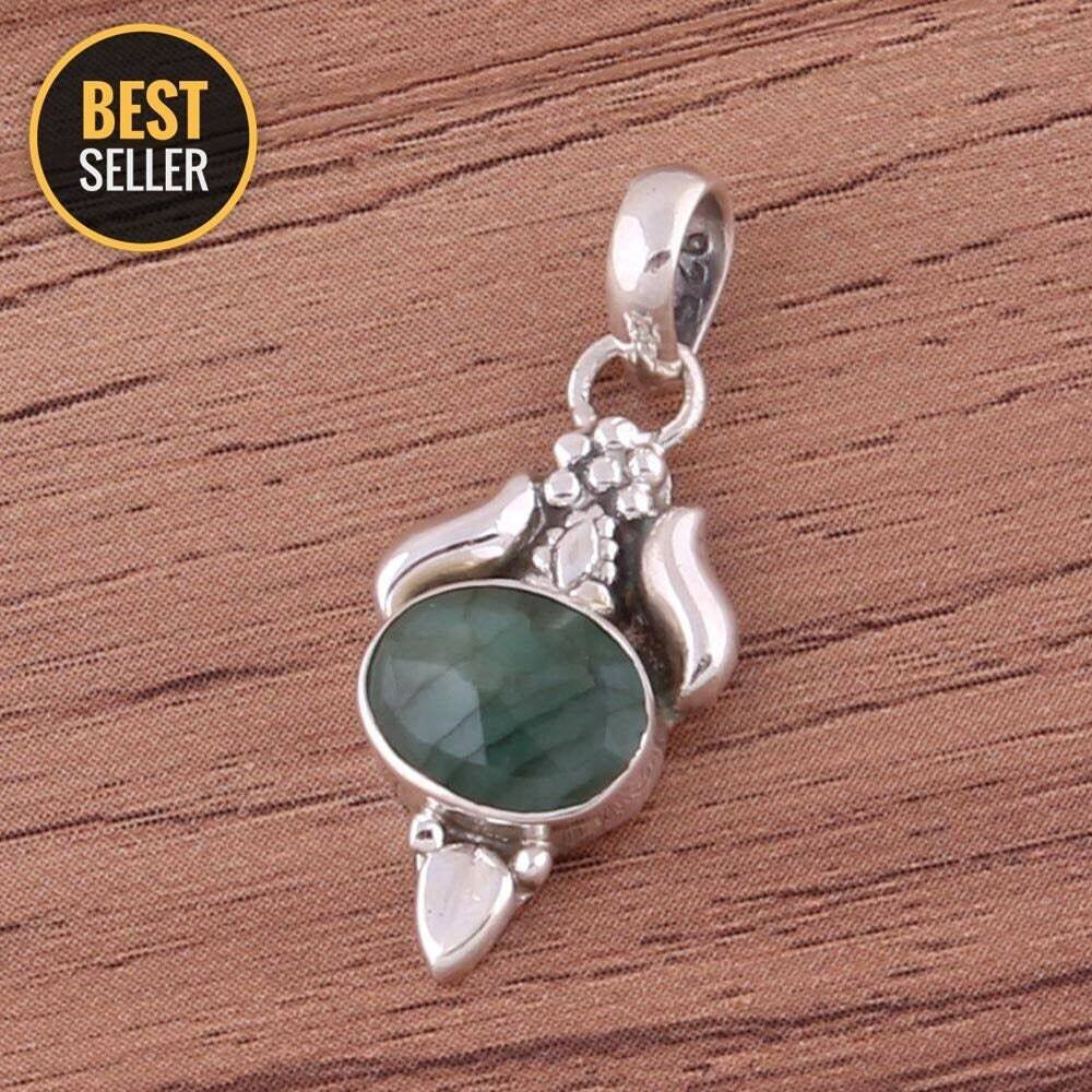 Green Onyx Gemstone Pendant- Handcraft Silver Gemstone Pendant- 925 Sterling Silver Gemstone PendantCyber2021Bestseller2021EtsyBirthstone