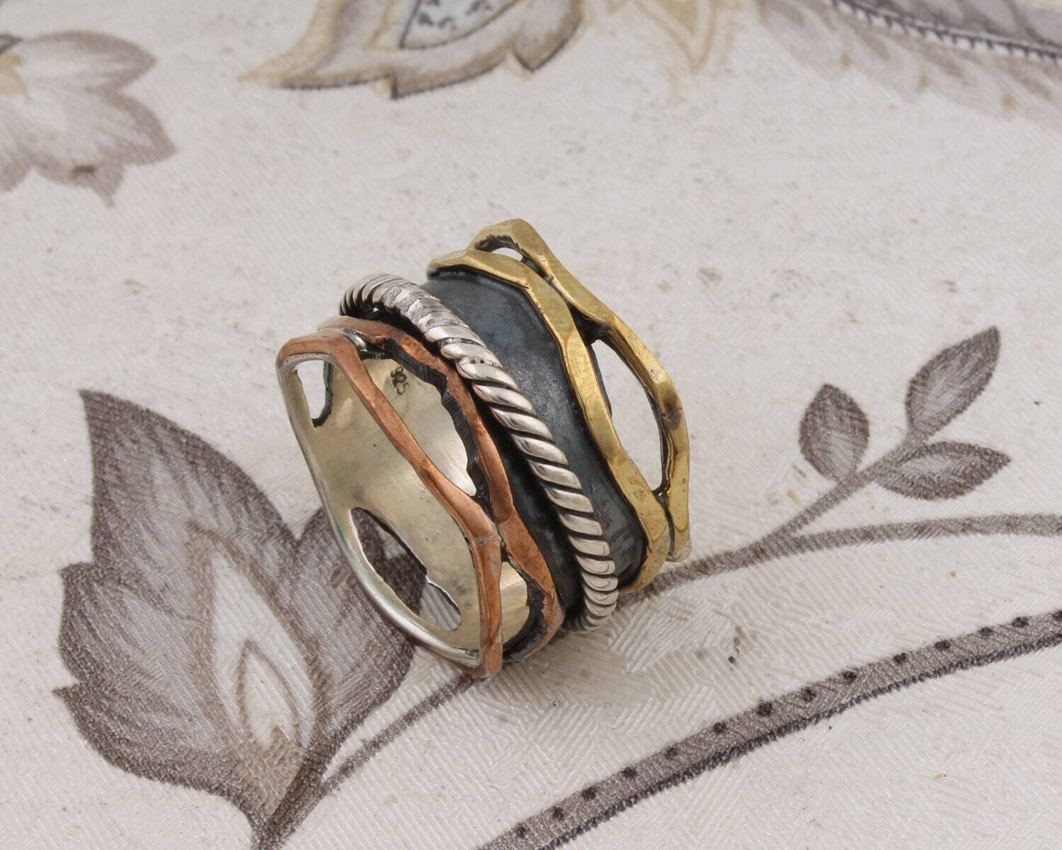 Big Size 925 Sterling Silver Ring (SPINNER RING)- -Meditation Ring- Silver Spinner Ring-925 Sterling Silver thumb Ring-Silver Band Ring