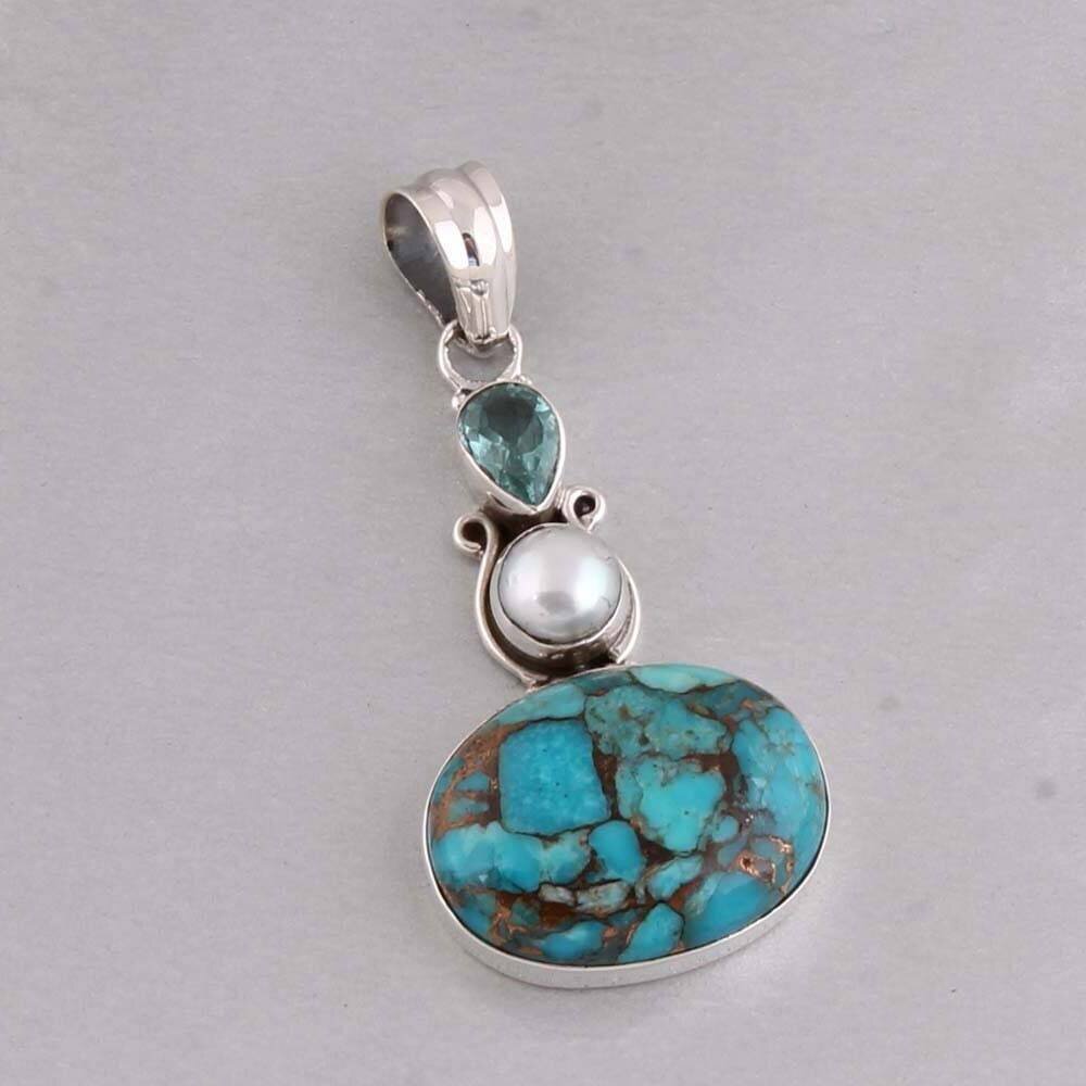 Composite Turquoise Gemstone Pendant Cabochon Stone Boho Pendant With Antique Silver Pendant,Sterling Solid Silver Pendant Etsy Cyber-2021