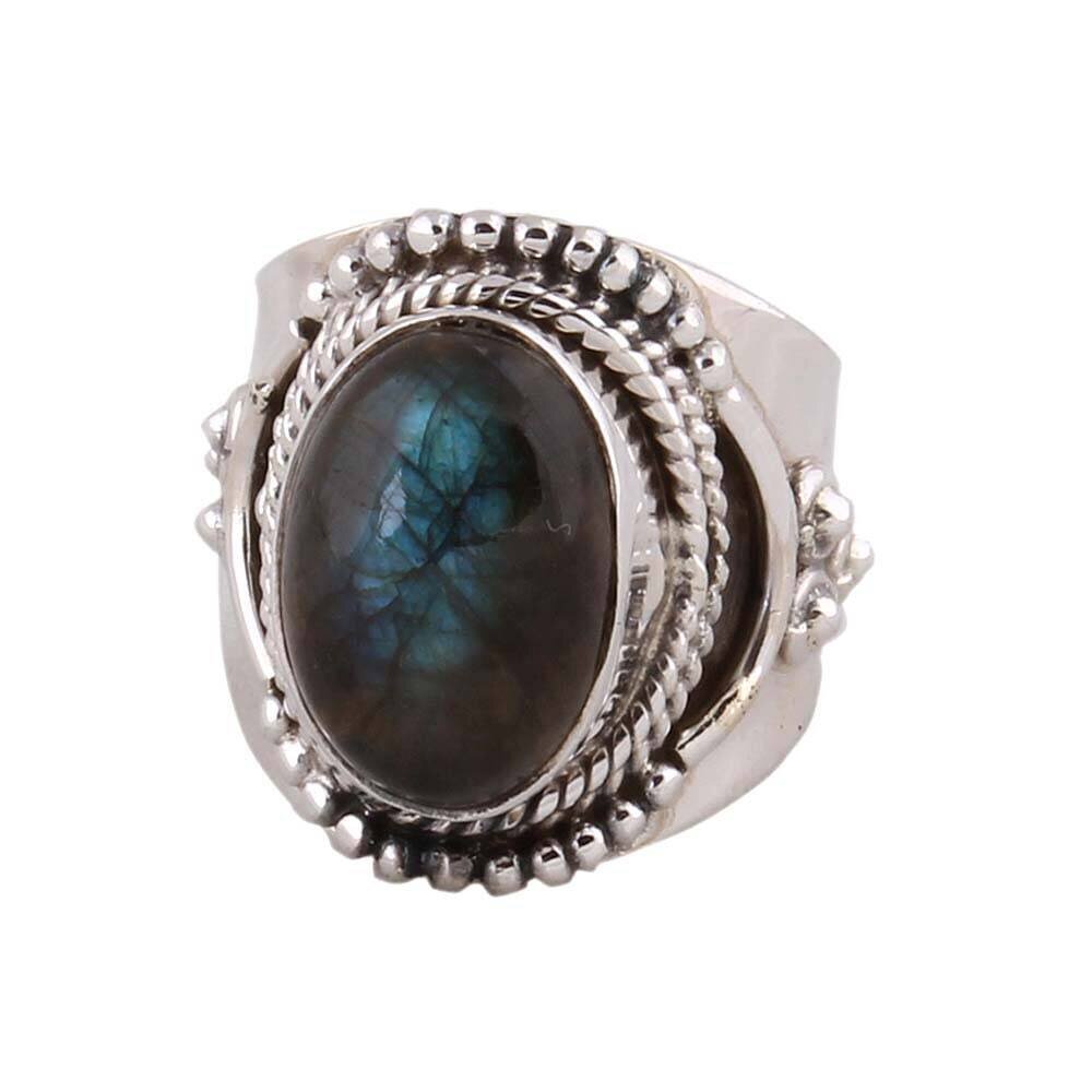 Natural Labradorite SILVER RING Antique SilverBestseller2021EtsyBirthstone