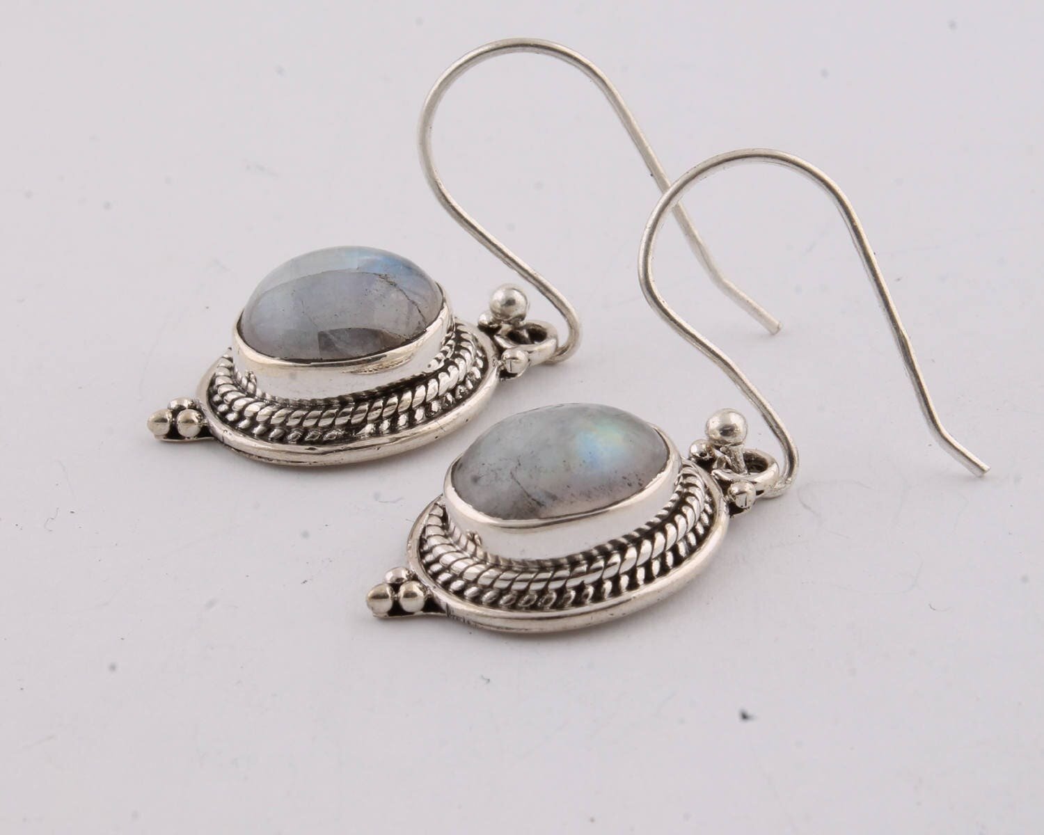 Solid 925 Sterling Silver Natural Rainbow Moonstone Designer Earrings For Women Wedding Anniversary Gifts IdeaBirthstone