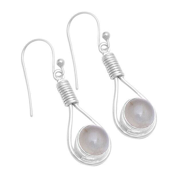 925-Sterling Solid Silver Earring With Rainbow Moonstone Top Quality Gemstone Earring Handcrated Boho Earring Gift For You ! L# -284130-E