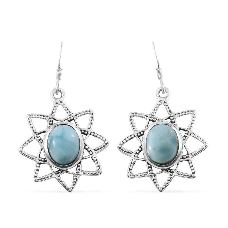 925-Sterling Solid Silver Earring With Natural Larimar AAA+Quality Gemstone Earring Handcrafted Charm ,Boho Earring Gift For You !Cyber2021