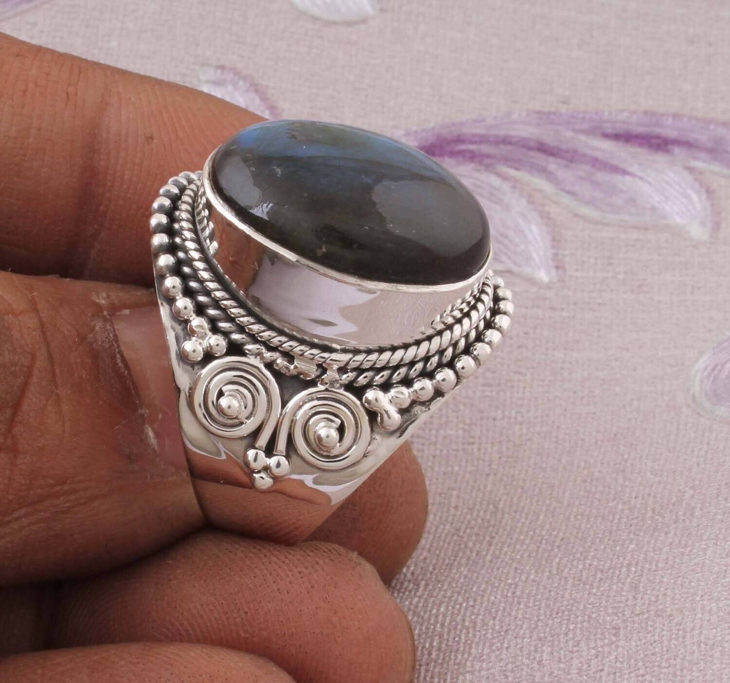 Natural Beautiful Labradorite Top Quality Gemstone Ring,Big Size Ring,Boho Ring 925-Sterling Silver Ring--Ring Finger Ring Fire Stone Ring