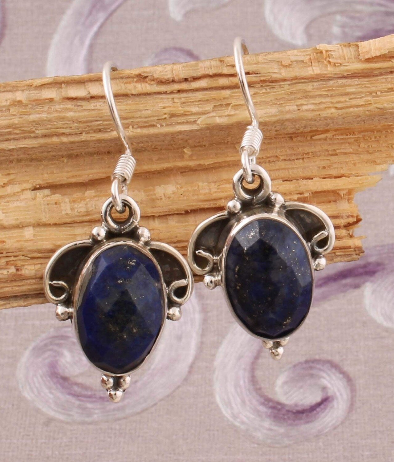 Natural Lapis Top Quality Gemstone Earring,925-Sterling Silver Earring,Wedding Earring,Antique Silver Earring,Anniversary Gift Earring
