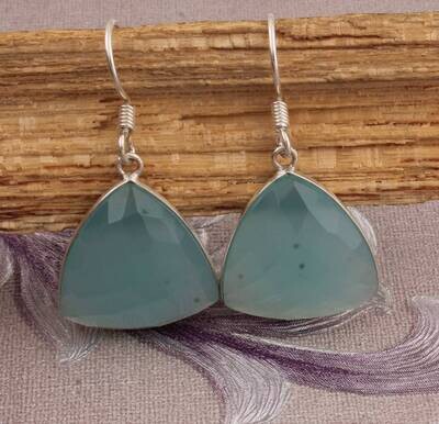 Natural Aqua Calci AAA+Quality Gemstone Earring 925-Sterling Silver Earring,Antique Silver Earring Beautiful Gift Earring One-Of-Kind