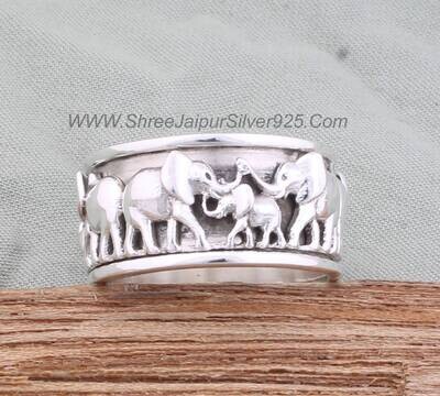 Big Size Sterling silver band ring 'Siam Elephants' by Achara can be found in jewelry categories such as Animal Themed Rings, No Stone Rings