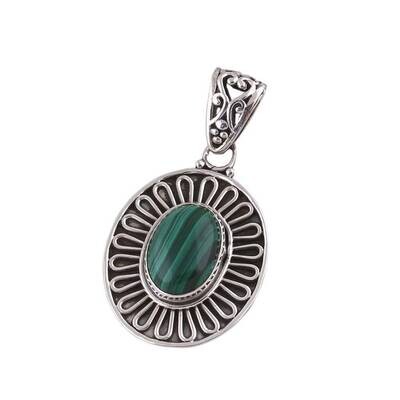 Designer Solid 925 Sterling Silver Natural Malachite Gemstone Necklace Pendent For Women Wedding Anniversary Gifts IdeaBirthstone