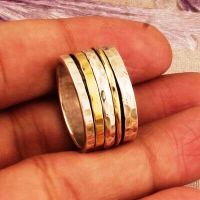 Thumb Ring 925- Sterling Solid,Silver Ring Handcrafted Plain Boho Ring Textured Spinner Meditation Ring Handmade Ring Gift For You-284011