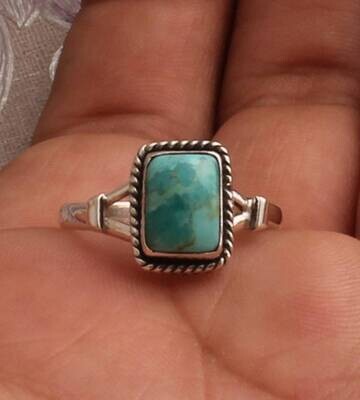 Mojave Turquoise Silver Ring, 925 Sterling Silver Rectangle Shape Gemstone Ring, Designer Ring, Handcrafted Ring, Engagement Ring, Gift Idea