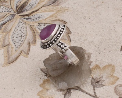 Purple Jade  AAA+Quality Gemstone Ring Cabochon Pear Stone Boho Ring 925-Adjustable Silver Ring,Ring Finger Ring ETSY CYBER-2021 L#-282475-R
