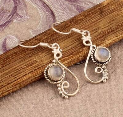 Moonstone Earrings, Rainbow Moonstone Earrings, June Birthstone, Oval Moonstones, Rainbow Moonstone, AAA Rainbow Moonstone,Natural Moonstone