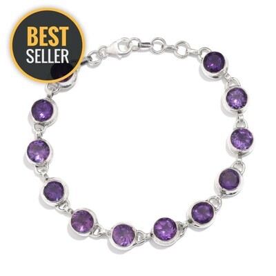 Christmas Gift ! Natural Amethyst Gemstone Bracelet Cut &amp; Transparent Stone Boho Bracelet Handmade With Charm Bracelet 925- Silver Solid