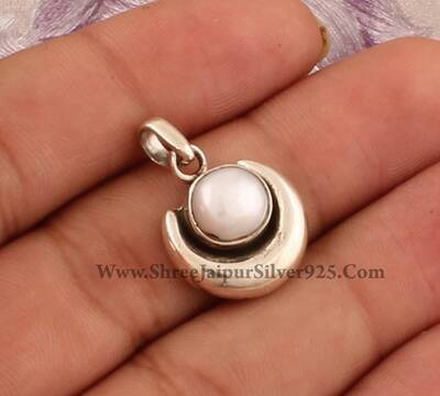 925 sterling silver pearl gemstone pendent Antique Silver ETSYCYBER2021Cyber2021Bestseller2021EtsyBirthstone