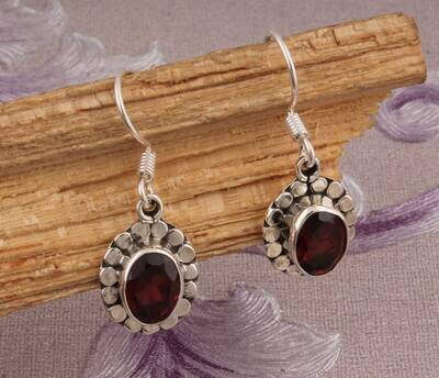 Natural Red Garnet Top Quality Gemstone Earring 925-Sterling Silver Earring,Antique Silver Earring,Beautiful Earring,Wedding Earring