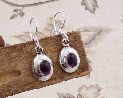 Solid Sterling Silver Top Quality Amethyst Gemstone Earring With Handcrafted Charm Boho Earring 925-Sterling Solid Silver Earring Gift For Y
