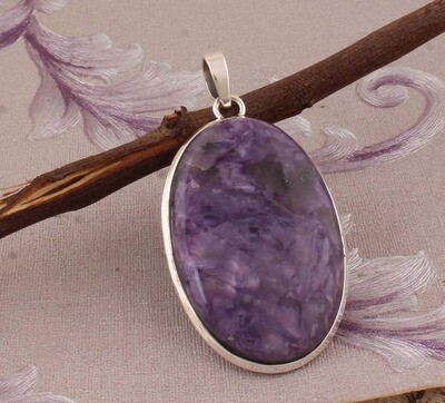Top Quality Charoite Gemstone Pendant Oval Cabochon Stone Pendant,Big Size Pendant,Opaque Stone Pendant 925-Sterling Silver PendantCyber2021