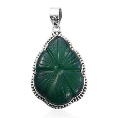 Solid 925-Sterling Silver Pendant Natural Green Jade Gemstone Carving Stone Boho Pendant Handmade With Charm Pendant Gift For Anniversary