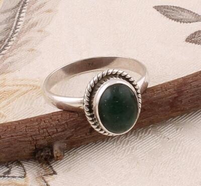 Boho Ring Gift For You ! Solid 925 Silver Sterling Ring With Natural Green Jade Top Quality Gemstone Ring Index Finger Ring L#-283313-R