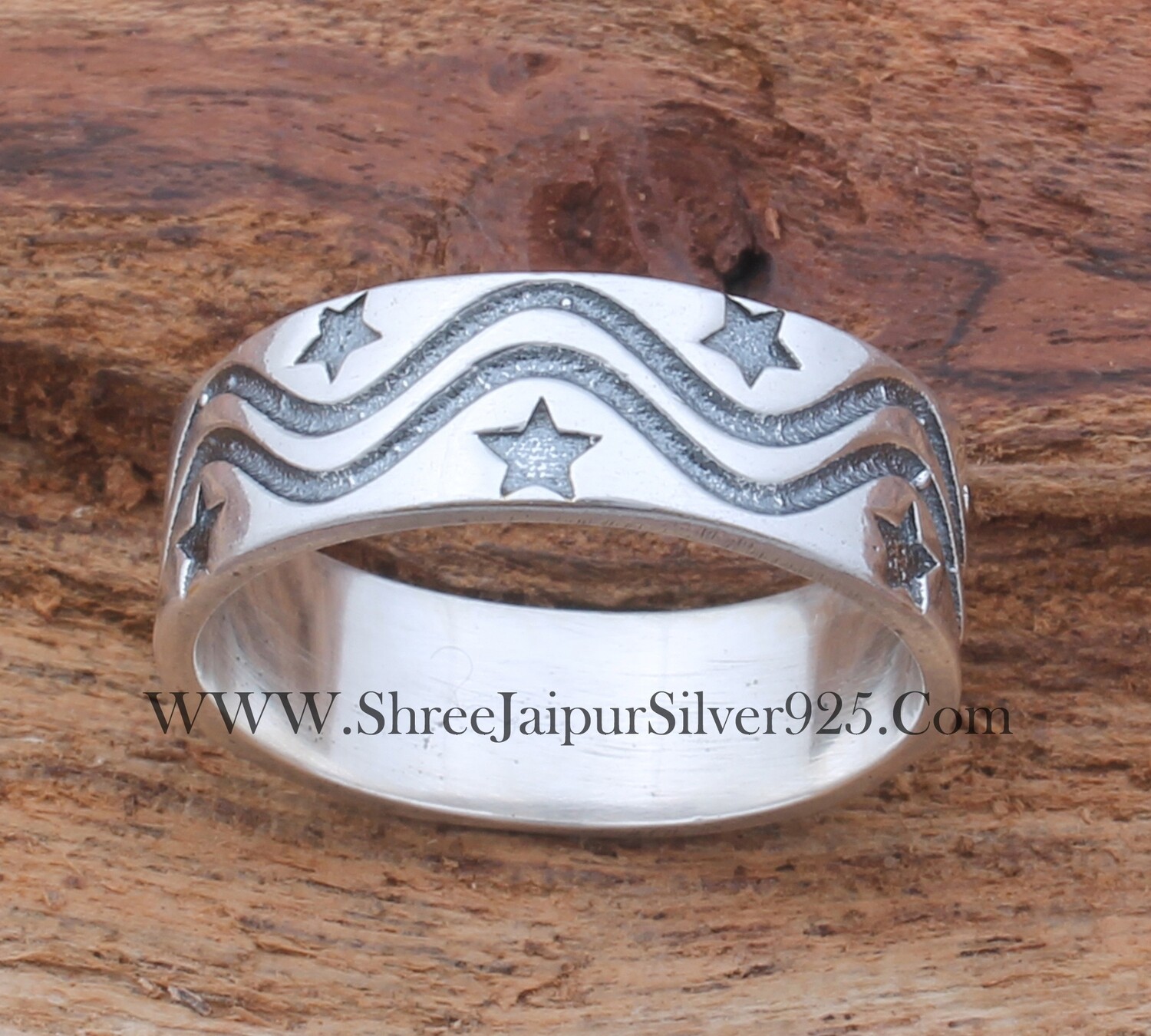 Wave Design Band Ring Star's Band Ring Solid 925 Sterling Silver Band Ring, Boho Ring, Index Finger Ring, Present For Women Ring, Gift Idea