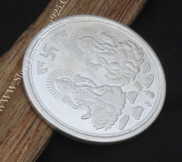 Lakshmi Ganesh Coin Solid 999 Sterling Silver 10 Gram Coin Hallmarked 999 Purity Silver Coin Hindu Religous Goddess Coin Diwali Gifts Idea