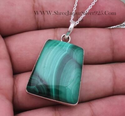 Gift For Girls-Natural Malachite Pendant-925 Solid Silver Pendant-Top Rare Gemstone-Designer Malachite Pendant-Handmade Jewelry-Gift For Her Gift For Girls-Natural Malachite Pendant-925 Solid Silver Pendant-Top Rare Gemstone-Designer Malachite Pendant-Handmade Jewelry-Gift For Her