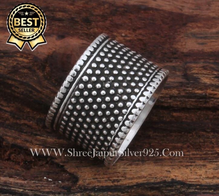 Silver Pure 925 Band Solid Sterling Silver Band Ring For Women, Handmade Oxidized Boho Silver Band Ring For Birthday Gift Idea For Mother