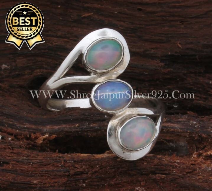 Opal Gemstone Ring Ethiopian Opal Band Ring Handmade Ring 925 Sterling Silver Ring Best Friend Bridesmaid Proposal Gift Fire Opal Ring