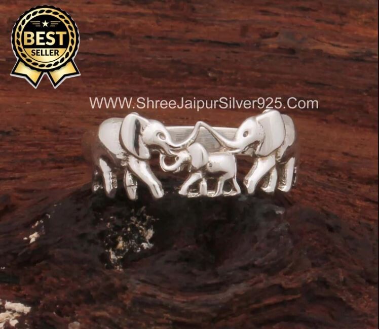 Elephants 925 Sterling Silver Band Rings, Handmade Silver Band Rings, Elephant Silver Band Ring Elephant Family Silver Ring For Gift Idea