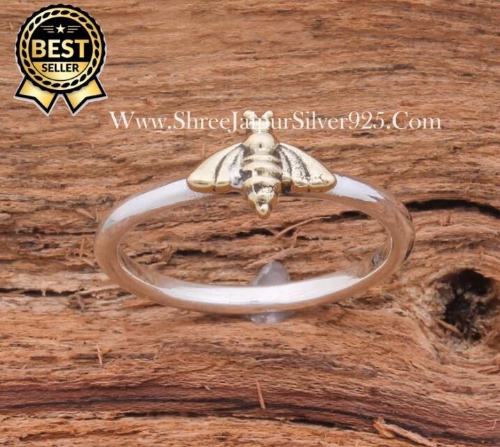 Honey bee Rings- 925 Sterling Solid Silver Rings-Solid Silver With Brass Honey bee ring-Handmade Tiny Ring For Wedding Anniversary Rings