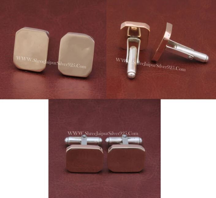 Gentlemen's Solid Silver Cuff Links Solid 925 Sterling Silver &amp; Brass Cuff Links For Birthday Gift Men's Advanced Cufflink Husband Gift