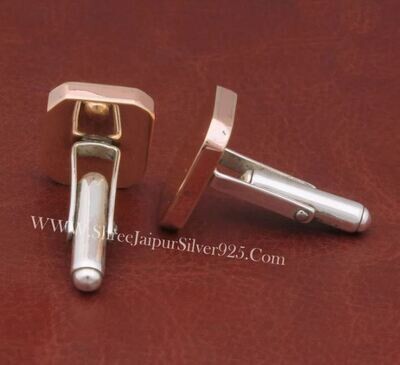 Gentlemen's Solid Silver Cuff Links Solid 925 Sterling Silver &amp; Brass Cuff Links For Birthday Gift Men's Advanced Cufflink Husband Gift