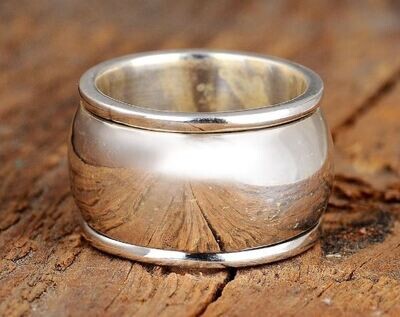 Spinner Ring, Dome Ring, Sterling Silver Ring for Women, Meditation Ring, Spinning Thick Wide Band, Worry Ring, fidget ring, Anxiety Ring